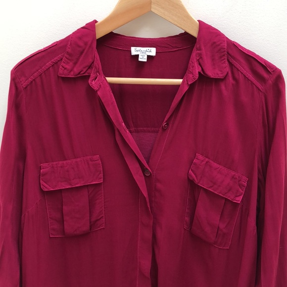 Splendid shirt - half button-up with collar - fuchsia - L - Picture 2 of 8